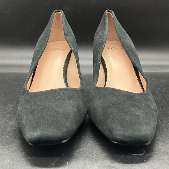 J Crew womens suede slip on classic low block heel pumps black size 8.5 - Picture 3 of 9